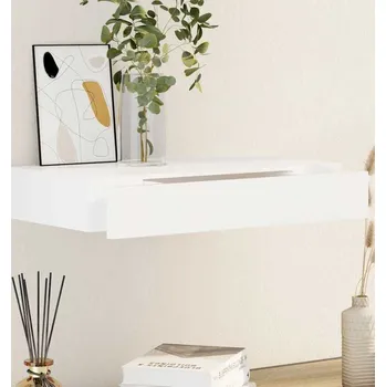 police vidaXL Plovoucí nástěnná police s šuplíkem 2 ks 48 cm [242187] Barva: Bílá