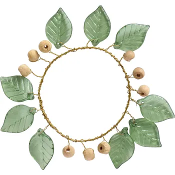 Ib Laursen Dekorativní mini věneček Green Leaves Ø 4,5 cm