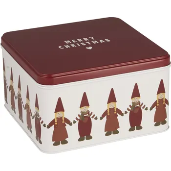 Dóza na potraviny Ib Laursen Plechová dóza Santa's Helpers Square Červená