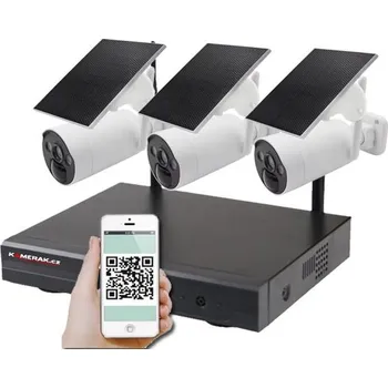 Zabezpečení domácnosti KAMERAK.cz Bezdrátový solární 3 kamerový system Wifi IP Pro WIP3-210B 4MPx, CZ menu