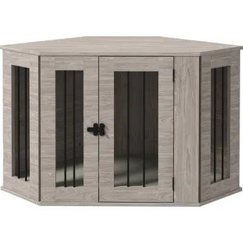 klec pro psa PawHut box na psa, klec, rohové provedení, včetně zámku, 1 polštář na lehátko, 104 x 55 x, Barvy a parametry Materiál dřevo