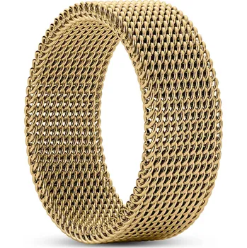 Prsten Sentio | Prsten z nerezové oceli z pružné síťoviny zlaté barvy - Lucleon