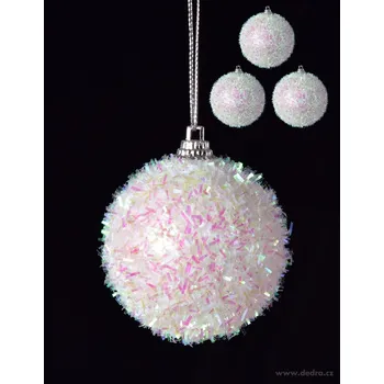 KRYSTALOVÝ SNĚHOVĚJ | dekorační koule s perleťovými lametkami | sada 4 ks | 9 cm