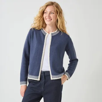 Dámský svetr Dvoubarevný kardigan nám. modrá/režná 38/40