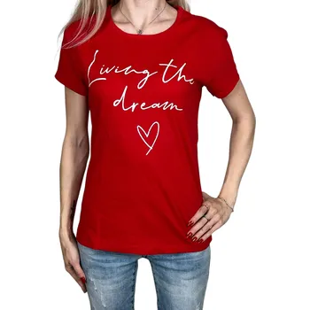 Dámské tričko AKKAYA Dámské tričko s krátkým rukávem GIZELA Barva: Červená, Velikost: XL