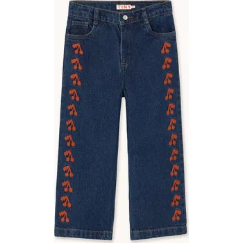 Chlapecké kalhoty Dětské rifle Tinycottons CHERRIES EMBROIDERED JEANS AW25.433 námořnická modř 59X, vel. 116