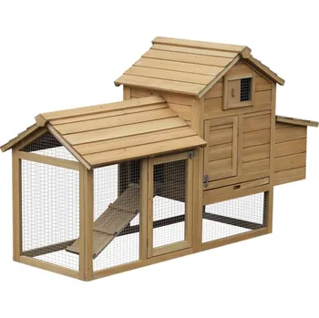 Chov hospodářského zvířete Kurnik ze dřeva PawHut 150,5L x 54W x 87V cm | hnědý, Barvy a parametry Materiál dřevo