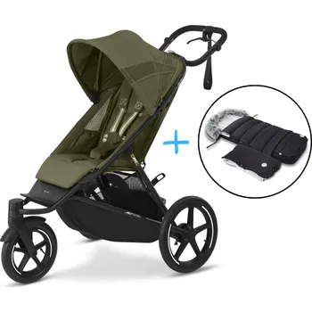 Kočárek Cybex Avi Spin Moss Green Gold + fusak a rukávník JOMK Northern Black