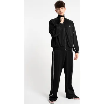 Reporter Young | Chlapecké černé tepláky se širokými nohavicemi a bílým lampasem - Barva ČERNÁ, Velikost 146 253-0117B-48-100-1