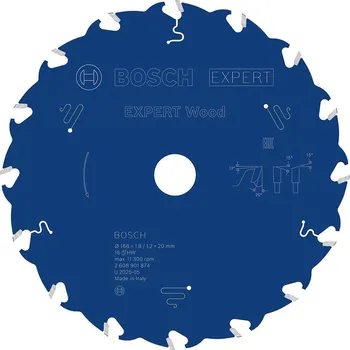 Pilový kotouč BOSCH Pilový kotouč EXPERT Wood, 168 × 1,8/1,2 × 20 mm, T16 2608901874 free_store_pickup