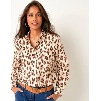 Dámská halenka Košilová halenka s leopardím vzorem béžová/čokoládová 38