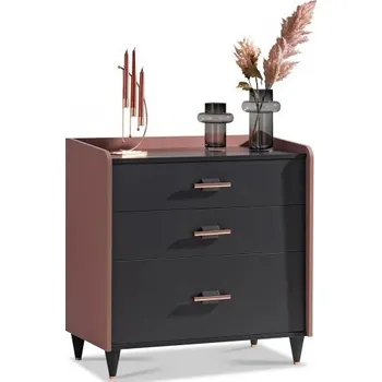 Komoda Zásuvková komoda Khalisa - růžová, černá