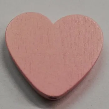 Dětské navlékací korálky Dřevěné korálky - srdce světle růžové - 25x18mm - 1ks