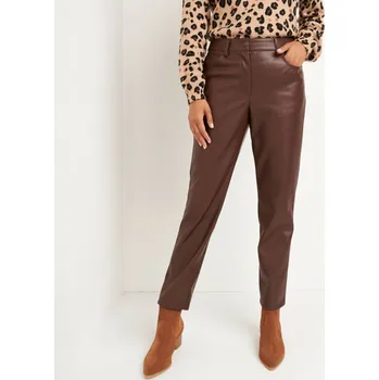 7/8 koženkové kalhoty čokoládová 52