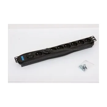 Napájecí panel PDU 19" 8xCZ zásuvka,bleskojistka,3x1.5mm 2m RAL9005 TRITON
