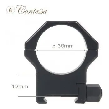 Optik Contessa Kroužky Contessa, pro Weaver/Picatinny, pevné, ocelové, 30mm, výška 12mm, černé