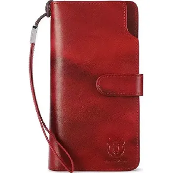 Peněženka Bullcaptain kožená dlouhá peněženka Maurus Červená