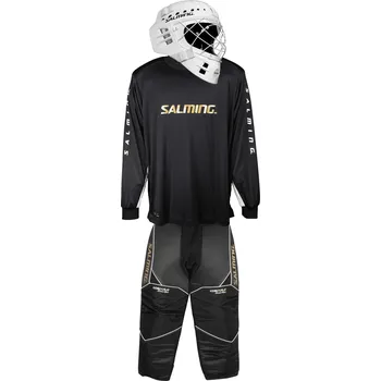 Florbalový dres Salming Brankářský set React black/white + maska Salming Phoenix Elite Helmet White Shiny vel. XXXL