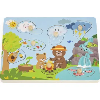 Dřevěná hračka Viga puzzle zvuky přírody