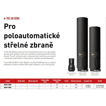 Příslušenství pro sportovní střelbu A-TEC Tlumič A-TEC, AR 40-3 GEN2, Cerakote ráže do .30" (7,62mm), závit 14x1mm