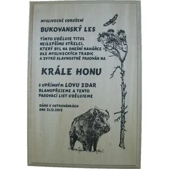 Dřevo Novák Pasovací list král honu č.722 na frézované desce