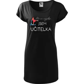 Dámské tričko DOBRÝ TRIKO Dámské tričko/šaty Učitelka koloběžka Velikost: S, Barva: Černá