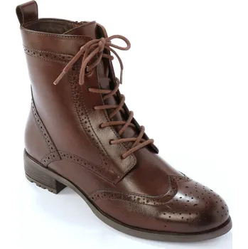 Dámská zimní obuv Kožené kotníkové boty s tkaničkami čokoládová 41