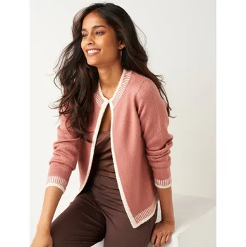 Dámský svetr Dvoubarevný kardigan růžové dřevo/režná 50