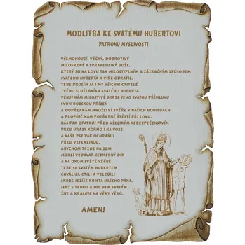 Dřevo Novák Modlitba ke svatému Hubertovi pergamen z překližky