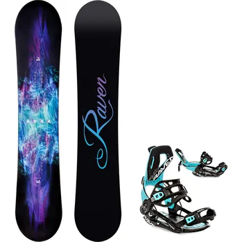 Snowboarding Snowboard komplet Raven Aura + vázání Fastec FT360 black/mint Velikost: 140 cm, Velikost vázání: S