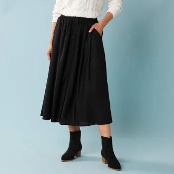 Dámská sukně Midi sukně na knoflíky, pro menší postavu černá 40