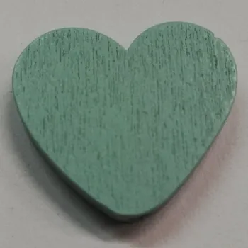 Dětské navlékací korálky Dřevěné korálky - srdce světle zelené - 25x18mm - 1ks