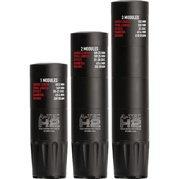 Příslušenství pro sportovní střelbu A-TEC Tlumič A-TEC, model H2 Mega, 3 modulový, pro ráže do .30" (7,62mm), na závit M18x1mm