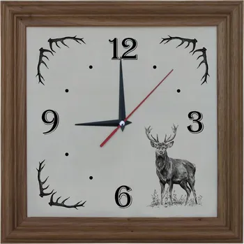Hodiny Dřevo Novák Hodiny - jelen Hodiny: Světlý rám