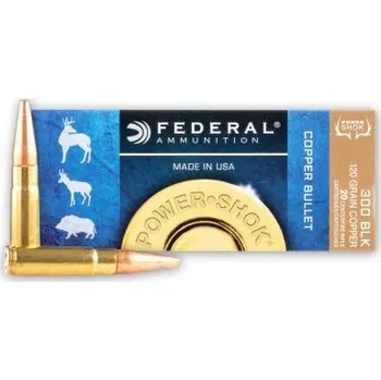 Příslušenství pro sportovní střelbu Federal Náboj kulový Federal, Power Shok, .300 AAC Blackout, 120GR (7,7g), Copper,