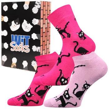 Pánské ponožky Dárkový set - Kočky 3 mix - velikost 39-42 (Velikost 39-42)