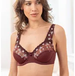 Polovyztužená podprsenka Caminata zn. Confidence Lingerie z mikrovlákna a vyšívaného tylu, s kosticemi čokoládová 100E