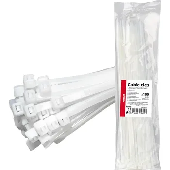 Organizace kabelů Biele káblové pásky 4,8 × 350 mm 100 ks. AMIO-04312