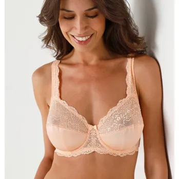 Podprsenka Sada 2 polovyztužených podprsenek Salford zn. Confidence Lingerie ze saténu a krajky, s kosticemi žlutá/meruňková 105D