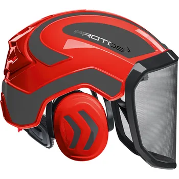 Pracovní přilba Lesnická přilba Protos Integral FOREST červeno/šedá - štít F39