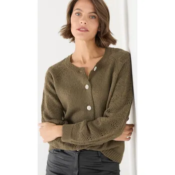 Dámský svetr Propínací svetr s bižu knoflíky bronzová 38/40