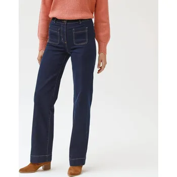 Dámské džíny Široké džíny s vysokým pasem pro postavu více než 165 cm tmavě modrá 40