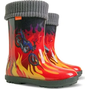 Dívčí holínky DEMAR - Dětské zateplené holínky HAWAI LUX EXCLUSIVE 0448 Barva: plamen, Velikost: 20/21