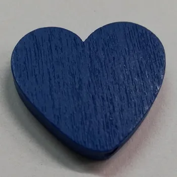 Dětské navlékací korálky Dřevěné korálky - srdce tmavě modré - 25x18mm - 1ks