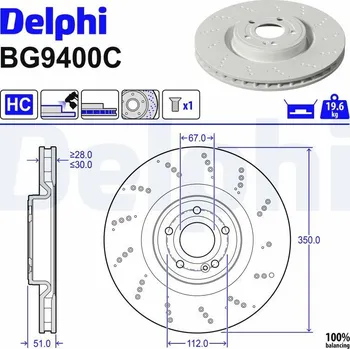 Brzdový kotouč Brzdový kotouč DELPHI BG9400C