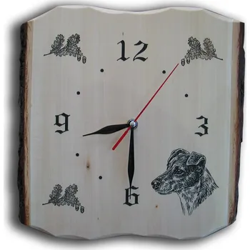 Hodiny Dřevo Novák Hodiny pes - deska s kůrou
