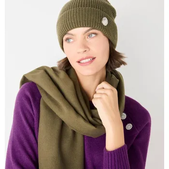 Čepice Čepice s ozdobným bižu knoflíkem bronzová