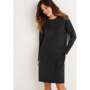 Dámské šaty Pulovrové šaty s kapsami antracitový melír 46/48