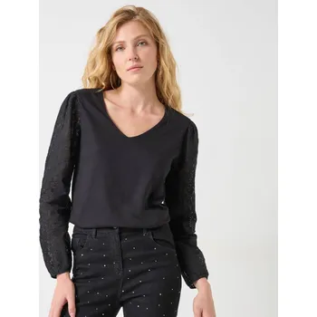 Tričko dlouhými krajkovými rukávy černá 52