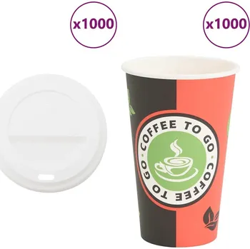 vidaXL Papírové kelímky na kávu s víčky 1000 pcs 16oz 400ml [3325214]